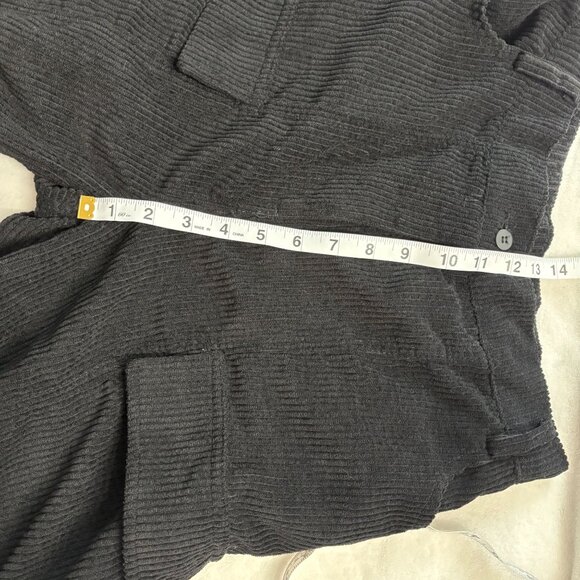 Womens Black Corduroy Cargo Wide Leg High Waist Pants Slight Stretch Size Medium - Picture 7 of 11
